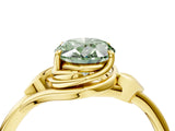 Yellow gold Fancy Green Oval Cut Diamond Solitaire Ring with Twist Band and Four-Prong Setting_61