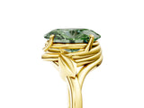 Yellow gold Fancy Green Oval Cut Diamond Solitaire Ring with Twist Band and Four-Prong Setting_62