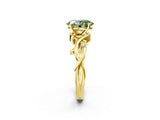 Yellow gold Fancy Green Oval Cut Diamond Solitaire Ring with Twisted Band and Prong Setting_220