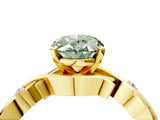 Yellow gold Fancy Green Oval Cut Diamond Solitaire Ring with Twisted Band and Prong Setting_222