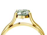 Yellow gold Fancy Green Oval Cut Diamond Solitaire Twist Band Prong Setting Ring_83