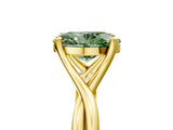 Yellow gold Fancy Green Oval Cut Diamond Solitaire Twist Band Prong Setting Ring_84