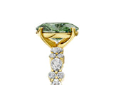 Yellow gold Fancy Green Oval Cut Diamond Solitaire with Side Stones, Pave Band, Four-Prong Setting_88