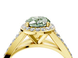 Yellow gold Fancy Green Oval Cut Diamond Split Shank Halo Ring with Four-Prong Setting_61