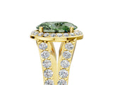 Yellow gold Fancy Green Oval Cut Diamond Split Shank Halo Ring with Four-Prong Setting_62