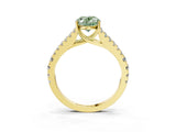 Yellow gold Fancy Green Oval Cut Diamond Split Shank Pavé Engagement Ring with Four-Prong Setting_94