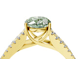Yellow gold Fancy Green Oval Cut Diamond Split Shank Pavé Engagement Ring with Four-Prong Setting_95