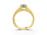 Yellow gold Fancy Green Oval Cut Diamond Split Shank Ring with Pavé Band and Four-Prong Setting_64