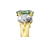Yellow gold Fancy Green Oval Cut Diamond Three-Stone Ring with Prong Setting and Classic Band_102