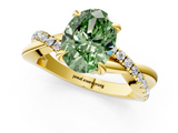 Yellow gold Fancy Green Oval  Cut Diamond Twist Band Solitaire with Prong Setting_24