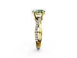 Yellow gold Fancy Green Oval  Cut Diamond Twist Band Solitaire with Prong Setting_25