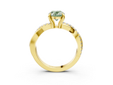Yellow gold Fancy Green Oval  Cut Diamond Twist Band Solitaire with Prong Setting_26
