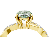 Yellow gold Fancy Green Oval  Cut Diamond Twist Band Solitaire with Prong Setting_27