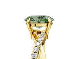 Yellow gold Fancy Green Oval  Cut Diamond Twist Band Solitaire with Prong Setting_28