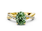 Yellow gold Fancy Green Oval  Cut Diamond Twisted Band with Pavé Setting and Four-Prong Setting_20