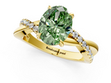 Yellow gold Fancy Green Oval  Cut Diamond Twisted Band with Pavé Setting and Four-Prong Setting_21