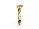 Yellow gold Fancy Green Oval  Cut Diamond Twisted Band with Pavé Setting and Four-Prong Setting_22