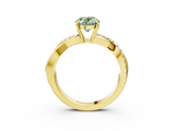Yellow gold Fancy Green Oval  Cut Diamond Twisted Band with Pavé Setting and Four-Prong Setting_23