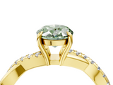 Yellow gold Fancy Green Oval  Cut Diamond Twisted Band with Pavé Setting and Four-Prong Setting_24