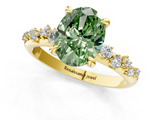 Yellow gold Fancy Green Oval  Cut Diamond Vine Band with Four-Prong Setting_74