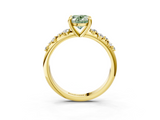 Yellow gold Fancy Green Oval  Cut Diamond Vine Band with Four-Prong Setting_77