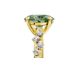 Yellow gold Fancy Green Oval  Cut Diamond Vine Band with Four-Prong Setting_78