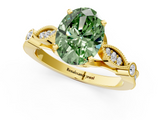 Yellow gold Fancy Green Oval  Cut Diamond with Milgrain Marquise and Bezel Accents on a Solitaire Band with Prong Setting_213