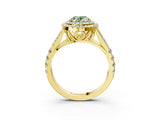 Yellow gold Fancy Green Oval  Cut Double Halo Split Shank Diamond Ring with Prong Setting_51