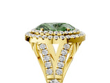 Yellow gold Fancy Green Oval  Cut Double Halo Split Shank Diamond Ring with Prong Setting_53