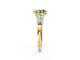 Yellow gold Fancy Green Oval  Cut Five-Stone Prong Set Diamond Ring with Classic Band_34