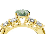 Yellow gold Fancy Green Oval  Cut Five-Stone Prong Set Diamond Ring with Classic Band_36
