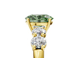 Yellow gold Fancy Green Oval  Cut Five-Stone Prong Set Diamond Ring with Classic Band_37
