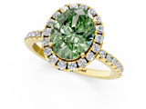 Yellow gold Fancy Green Oval  Cut Halo Diamond Engagement Ring with Pave Band and Four-Prong Setting_21