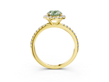 Yellow gold Fancy Green Oval  Cut Halo Diamond Engagement Ring with Pave Band and Four-Prong Setting_23
