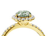 Yellow gold Fancy Green Oval  Cut Halo Diamond Engagement Ring with Pave Band and Four-Prong Setting_24