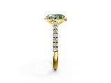 Yellow gold Fancy Green Oval  Cut Halo Diamond Engagement Ring with Pave Band and Four-Prong Setting_30