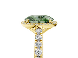 Yellow gold Fancy Green Oval  Cut Halo Diamond Engagement Ring with Pave Band and Four-Prong Setting_33