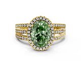 Yellow gold Fancy Green Oval  Cut Halo Diamond Engagement Ring with Split Shank and Four-Prong Setting_20