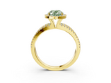Yellow gold Fancy Green Oval  Cut Halo Diamond Engagement Ring with Split Shank and Four-Prong Setting_23