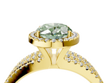 Yellow gold Fancy Green Oval  Cut Halo Diamond Engagement Ring with Split Shank and Four-Prong Setting_24