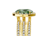 Yellow gold Fancy Green Oval  Cut Halo Diamond Engagement Ring with Split Shank and Four-Prong Setting_25