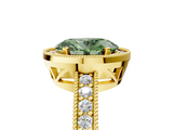 Yellow gold Fancy Green Oval  Cut Halo Diamond Pave Band Ring with Four-Prong Setting_50