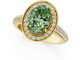 Yellow gold Fancy Green Oval  Cut Halo Diamond Pave Band with Four-Prong Setting_38