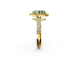 Yellow gold Fancy Green Oval  Cut Halo Diamond Pave Band with Four-Prong Setting_39
