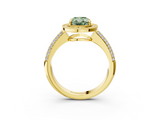 Yellow gold Fancy Green Oval  Cut Halo Diamond Pave Band with Four-Prong Setting_40