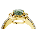 Yellow gold Fancy Green Oval  Cut Halo Diamond Pave Band with Four-Prong Setting_41
