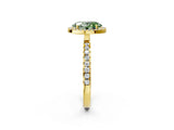 Yellow gold Fancy Green Oval Cut Halo Diamond Pave Band with Prong Setting_2
