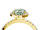 Yellow gold Fancy Green Oval Cut Halo Diamond Pave Band with Prong Setting_4