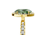 Yellow gold Fancy Green Oval Cut Halo Diamond Pave Band with Prong Setting_5