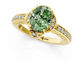 Yellow gold Fancy Green Oval  Cut Halo Diamond Ring with Channel Set Band and Four-Prong Setting_47